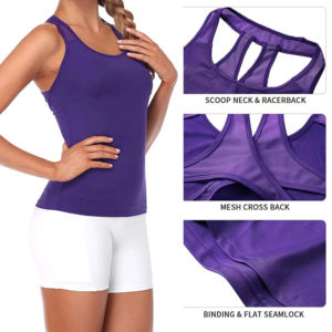 Muscle Yoga Fitness Tank Tops Mujeres Entrenamiento Ligero Strappy Criss-cross Mujeres Tank Top con impresión de logotipo personalizado OEM - Product Image 3