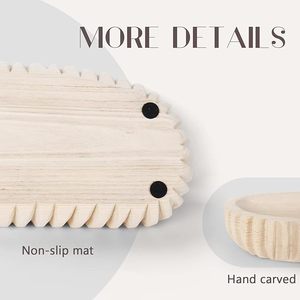 Bol à pâte décoratif en bois pour la décoration intérieure, bol de pièce maîtresse unique, bol en bois avec main (16.3 "x 6" couleur bois clair) - Product Image 4