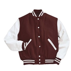 เสื้อแจ็คเก็ตหนังมีตัวอักษรแต่งด้วยผ้าขนสัตว์มีแผ่นปะแบบพรีเมียม - Product Image 6