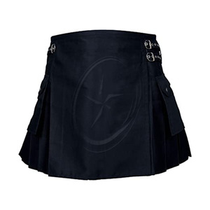 Kilts en tartan noir utilitaire faits à la main KILT personnalisé pour les femmes Jeans en coton Kilt écossais traditionnel - Product Image 1