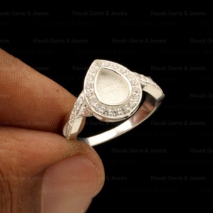 High Quality 5x7mm Pear Infinity Zircon Semi Mount Blank Bezel Setting Sterling Silver <b>Ring</b> Gemstone Resin Jewelry Findings - Product Image 1