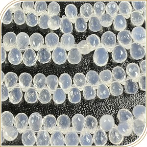 Piedra preciosa de cuarzo hielo Natural de alta calidad AAA facetada Briolette lágrima 8 pulgadas hebra tamaño 5 6mm aproximadamente fabricación de joyas bajo - Product Image 1