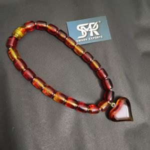 Collar de Resina Ámbar con Colgante de Corazón, Cuentas Gruesas, Hecho a Mano, Ligero, Modelo Ángel, para un Look Diario Moderno para Mujer - Product Image 6