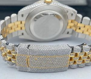 Pour suisse Eta mouvement automatique montre de luxe Date juste or jaune deux tons avec VVS Moissanite diamant montre immobilière - Product Image 2