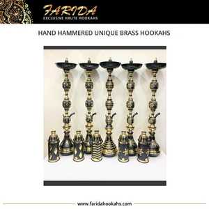 Cachimbas de latón martillado de calidad superior con diseño de fundición de pulso árabe único Cachimbas altas con acabado Lacteer - Product Image 6