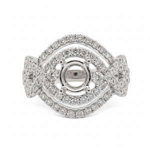 Anillo de Lujo para Mujer con Diamante Natural Blanco de 18k, Corte Brillante, VS SI, Diseño en Espiral, Micro Pavé, Certificado, Venta al Por Mayor - Product Image 1