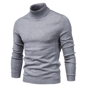 Nouveau hiver col roulé épais hommes chandails décontracté col roulé couleur unie qualité chaud mince col roulé chandails pull hommes - Product Image 2