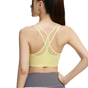<b>Yellow</b> Cross-back Sports <b>Bra</b> Medium Support Workout Women's Fitness - Product Image 1