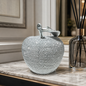 Statua Artistica Ecologica in Resina a Forma di Mela con Perline Argentate MiYue, Decorazione di Lusso per Soggiorno, Camera da Letto e Tavolino, Simbolo di Pace e Benedizione - Product Image 6