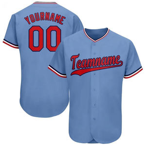 Maillot de baseball unisexe personnalisé brodé, uniforme de baseball en gros, col en V respirant avec boutons, 100 % polyester, OEM - Product Image 5