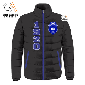 Chaqueta Acolchada Zeta Phi Beta Azul Rey 100% Poliéster Tejido Transpirable Acolchado con Cresta Bordada Sororidad Vida Griega - Product Image 4