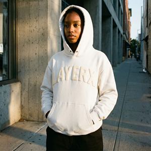 เสื้อฮู้ดดี้สตรีทแวร์ทรงโอเวอร์ไซส์ ผ้าคอตตอนฟลีซ 500gsm ล้างแบบวินเทจ พิมพ์ลายนูน 3 มิติ พร้อมตราสัญลักษณ์ ผลิตโดยผู้ผลิตเสื้อผ้า - Product Image 5