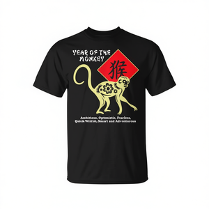 Camiseta promocional del Año Nuevo Lunar del Zodíaco Chino del Año del Mono para hombres y mujeres - Product Image 2