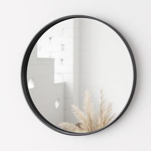 Elegant <b>Round</b> Wall <b>Mirror</b> with Thin Black Frame Perfect <b>for</b> Enhancing Space in Living Room, Bedroom, <b>Bathroom</b>, or Entryway - Product Image 5