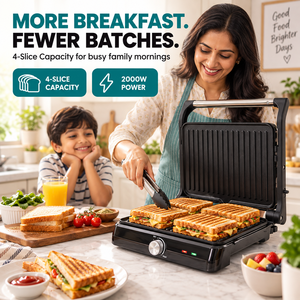 Sandwichera Eléctrica Libra de 4 Rebanadas, 2000W, Parrilla Tostadora Intercambiable de Aluminio y Plástico para Uso Doméstico en la Cocina - Product Image 5