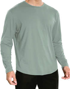 เสื้อยืดออกกำลังกายผู้ชายผ้าฝ้ายพรีเมี่ยมทรงหลวมมีสไตล์ปักอย่างหรูหราแขนยาว - Product Image 2