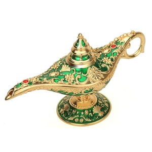 Lámpara de Aladino decorativa de latón de alta calidad con acabado de Color verde y pulido para decoración del hogar Metal Aladdin Chirag - Product Image 1