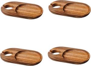 Assiettes à cocktail en bois d'acacia écologiques Petaluma, faciles à nettoyer, articles de cuisine de luxe, vente en gros - Product Image 6