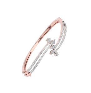 Pulsera de Eslabones de Cadena de Oro Rosa, Amarillo y Blanco de 18K con Diamante Marquesa Cultivado en Laboratorio y Baño de Rodio para Regalo de Boda o Fiesta para Mujer - Product Image 4