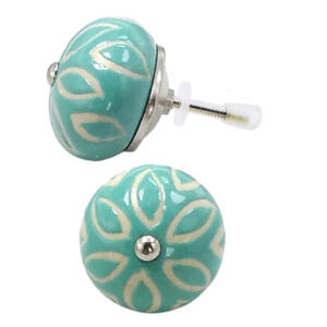 CK 635 Gravé Fleur Céramique Boutons Nickel Quincaillerie Qualité Export Commode Armoire Armoire de Cuisine pour Tiroir Floral Chambre - Product Image 2