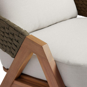 Sillón Minimalista para Salón con Estructura de Madera Maciza, Respaldo Tejido en Ratán Sintético y Cómodo, Ideal para Sala de Estar - Product Image 4