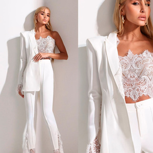 Conjunto de Blazer y Pantalones de Encaje Negro, Traje Elegante para Mujer, Estilo Vintage, Ropa Formal de Oficina - Product Image 5