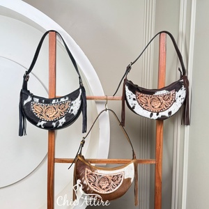 กระเป๋าหนังพระจันทร์ครึ่งดวงสำหรับผู้หญิงกระเป๋าสะพายไหล่ข้างเดียวหนังวัวหรูหรา - Product Image 1