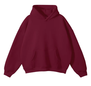 High Quality No <b>Strings</b> Blank Fleece Drop Shoulder Hoodies Men Cotton Pullover Wholesale Custom Printing Hoodies - Product Image 3