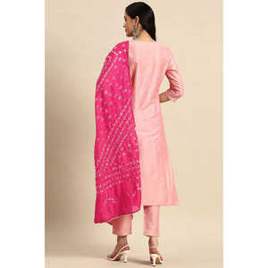 Pink Heavy Embroidered <b>Kurta</b> Set with Dupatta for <b>Women</b> Bollywood & Pakistani Style Ethnic Wear for Party Salwar Kameez Stitched - Product Image 6