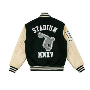 School College Custom Chenille Embroidery Logo Student Leather Bomber Baseball Patch Letterman Men's Wool Varsity Jacket - Product Image 2
