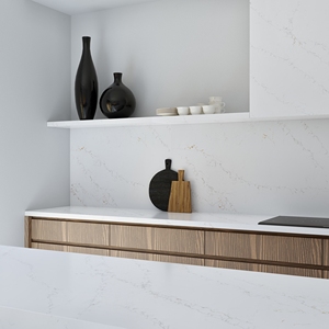 Custom Artificial Kitchen & Bathroom Vanity Tops Calacatta Quartz Stone Countertops Prefab Cut <b>Prime</b> Core Hotel Projects - Product Image 1