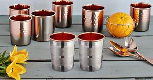 Gobelet en cuivre de luxe moderne gobelet en verre à eau jetable écologique cuivre en acier pour les prestations de santé - Product Image 2