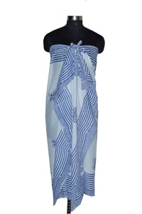 Sarongs faits à la main en coton imprimé bloc 100% sarongs imprimés biologiques prix de gros écharpes paréo bon marché - Product Image 2