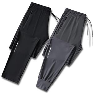 Vêtements de grande taille pour hommes, pantalon droit ample, séchage rapide, pantalon de sport décontracté, été et printemps pour hommes, pantalon en soie de glace - Product Image 5