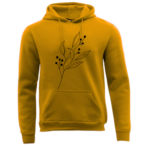 Sudadera con Capucha Color Verde Azulado para Hombre con Estampado de Hojas Negras, Corte Regular, Tejido de Algodón, Ropa Casual de Otoño - Product Image 4