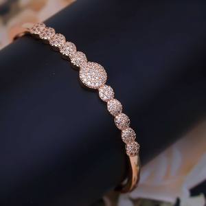 Women's Gold Plated Stainless Steel Cuff <b>Bracelet</b> <b>Cubic</b> <b>Zirconia</b> Stones Trendy Design High Quality Alloy Elegant Look for Party - Product Image 1