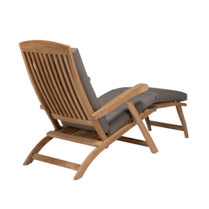 Chaise longue en teck moderne ergonomique sans roulettes, inclinaison réglable et coussin rembourré pour villa et usage extérieur - Product Image 6