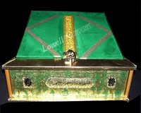 Caja de Corán de madera ajustable, respetuosa con el medio ambiente, hecha a mano con terciopelo, soporte para libros sagrados de Arabia Saudita, artesanías de madera y grabado de carteles de pared