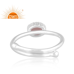 Anillo apilable de piedras preciosas de luna de melocotón Natural de plata de ley fina superventas, fabricante de joyería personalizada - Product Image 4