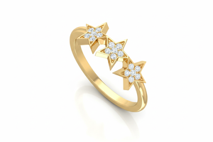 Anillo geométrico con tres estrellas para mujer, para bodas, fiestas, aniversarios, regalo, celebraciones románticas - Product Image 4