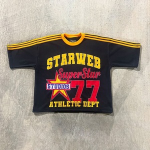 เสื้อยืดคอตตอนถักแขนสั้นไซส์ใหญ่พิเศษสำหรับผู้ชาย พิมพ์ลายสกรีนสไตล์วินเทจ ล้างสีแบบแอซิดวอช ทรงครอปโอเวอร์ไซส์ ผ้าเฟรนช์เทอร์รี่ - Product Image 1