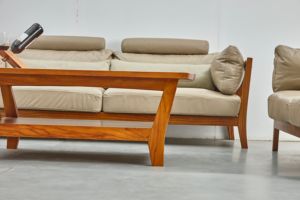 Elegante y moderno marco de madera de teca sofá de dos plazas Loveseat de sofá conjunto de muebles de exterior para sala de estar - Product Image 4
