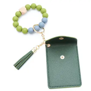 Bileklik anahtarlık cüzdan silikon boncuk anahtar zincirleri bileklik çantalar sikke bilezik anahtarlıklar püskül kadın kartlıklı cüzdan anahtarlık