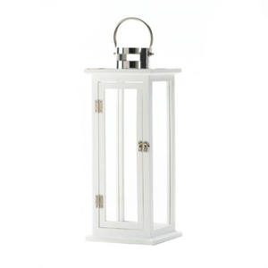 Linterna colgante de Metal de hierro blanco forma cuadrada Navidad interior/exterior portavelas decorativo hogar decorativo farol de suelo - Product Image 1