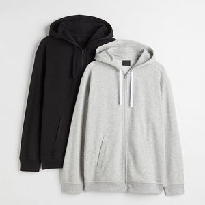 เสื้อมีฮู้ดแบบซิปธรรมดาทรงหลวมแบบกำหนดเองสำหรับผู้ผลิตเสื้อผ้า - Product Image 4