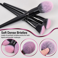 Pinceaux de maquillage professionnels synthétiques noirs de qualité supérieure à marque privée pour fond de teint, anticernes, poudre, blush et fard à paupières