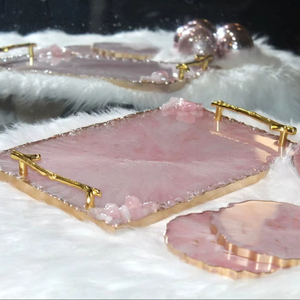 Bandeja de resina hecha a mano-Diseño personalizable y patrón floral Bandeja de servicio decorativa de alta calidad para bebidas de aperitivos de café - Product Image 1