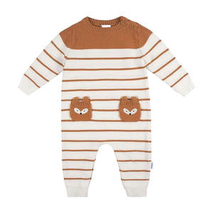 Suéter de Punto para Bebés, Mono con Cuello Acanalado, Sensación Segura y Cómoda, Jersey con Broches en las Piernas para Facilitar el Cambio de Pañal, Logotipo OEM - Product Image 1