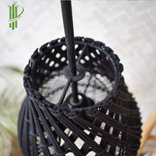 Chic Black Natural Oval Bamboo Lampshade