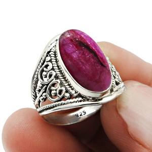แหวนพลอยทับทิมธรรมชาติทำมือแหวนเงิน925สไตล์คลาสสิก - Product Image 2